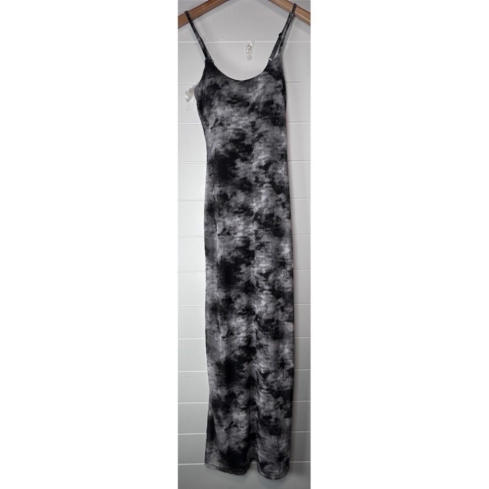 No Boundaries Mesh Maxi Dress Black Soot Tie Dye Sleeveless Casual NWT‎